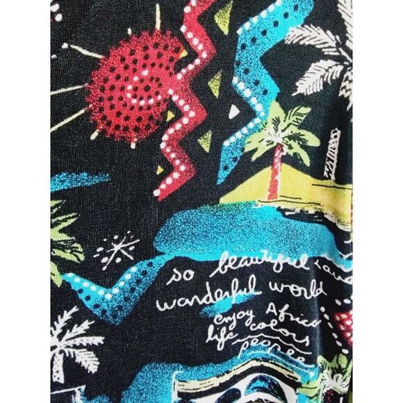 Chico's Travelers 1 Slinky Black & Multi Tropical Village Print‎ Jacket Medium - Picture 4 of 7
